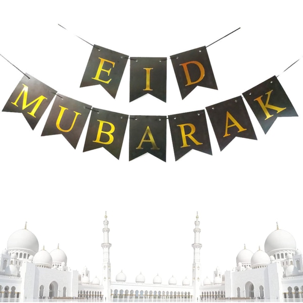 2-Sæt Eid Mubarak Dekoration, Eid Mubarak Ramadan Fest Dekoration til Hængende Banner, Muslimsk Ramadan Fest Flag Mubarak Ammer Hængende Banner