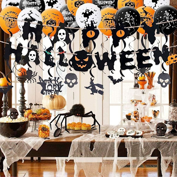 Barn Halloween Födelsedagsdekorationer, Tecknade Halloweenballonger för Inomhus Utomhus Festdekor, Högkvalitativt Latexmaterial Spökpumpaballonger,