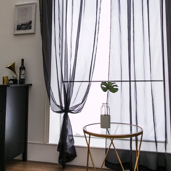 Voile Gardin Transparent Gardin i Ensfarget Stangedesign