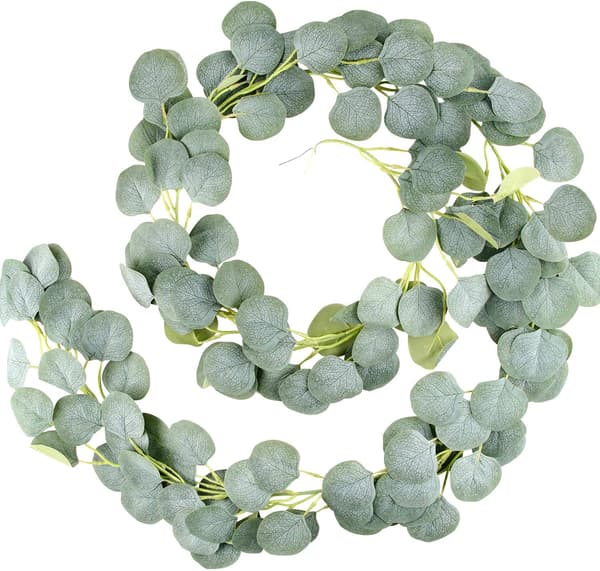 Elegant Kunstig Eukalyptus Girlander, Vanntette Silkeblader For Bryllupsbakgrunn Og Bueveggdekor