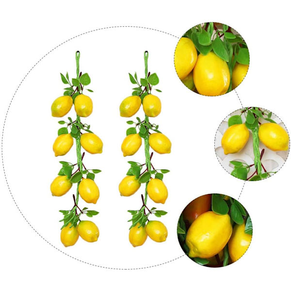 2 stk. Kunstige Citron Grene Kunstig Frugt Girland Grøn Le