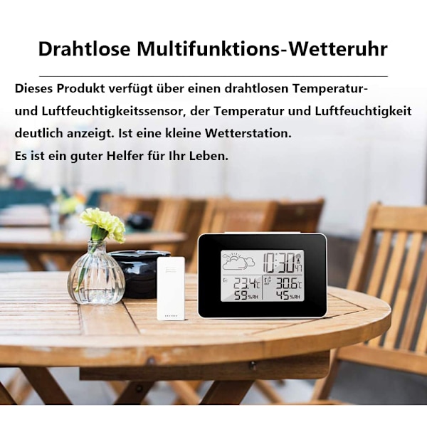 Smart Väderprognosstation, Färgprognos med Inomhus- och Utomhustermometer, Hög Stabilitet och Precision, Digital Klocka, Låg Strömförbrukning,
