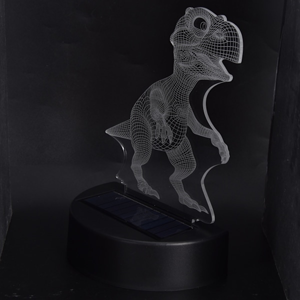 Solcells-dinosaurielampa Dekor 3D Akryl RGB Färgglad Gradient Dinosaurie Nattlampa för Utomhusträdgård