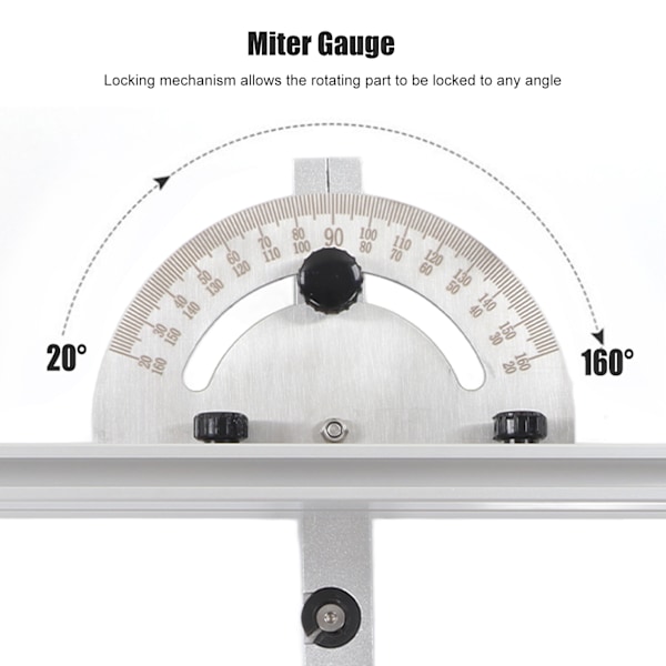 Bordssåg Miter Gauge System Hög Bevelningsnoggrannhet Låsningsmekanism Aluminiumlegering Precis Miter Gauge och Stängsel