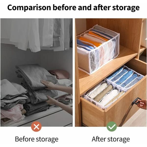Mesh Nylon Materiale Garderobe Tøj Organizer, Flere Rum til Skab, Vaskbare Opbevaringsbeholdere (4 stk. sæt)
