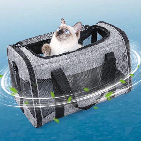 Foldbar Hundekasse Bil med Pustende Mesh Stoff, Katt Transportkasse for Katt Hund, Transportkasse for Reise, Hundebæreveske for Katter