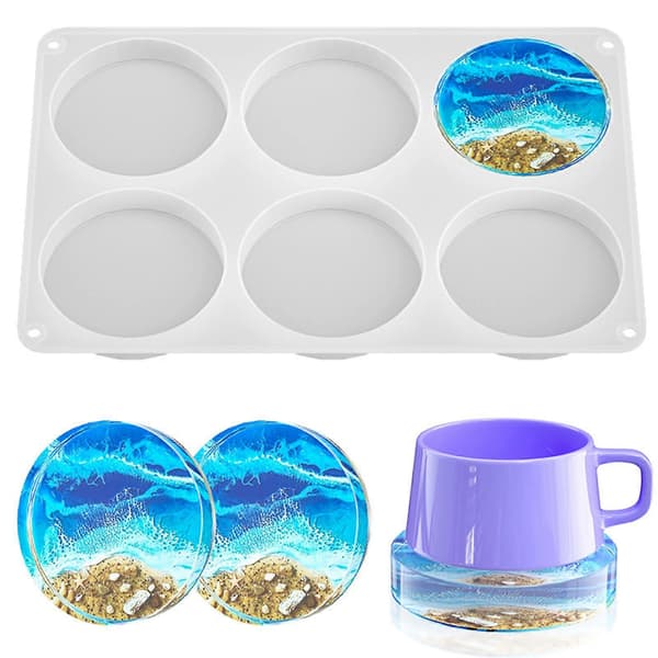 Silikone Coaster Resin Form 6 Hulrum Dybe Runde Epoxy Former Blomsterbuket Bevaring Resin Støbeform til Kunst DIY Håndværk Kopmåtter