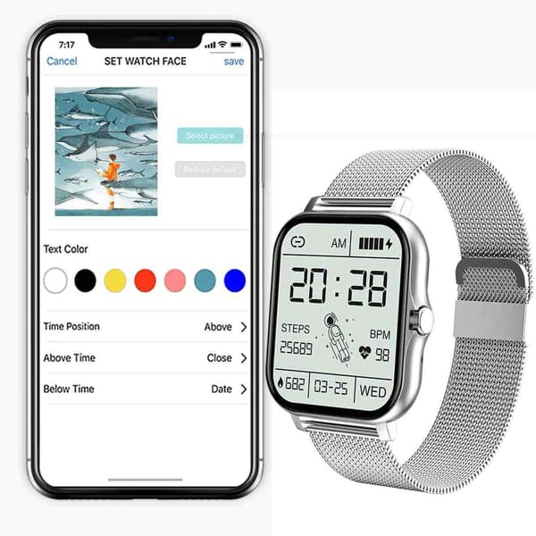 Sport Smartklocka Kan Ringa Och Ta Emot Samtal Mesh Armband Gray