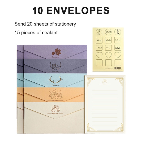 1 set inklusive brevpapper och kuvert 21CM * 14.5CM, kuvert: 22CM * 10.9CM