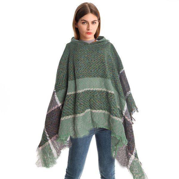 Bohemisk poncho-kappa med aztektryck för kvinnor