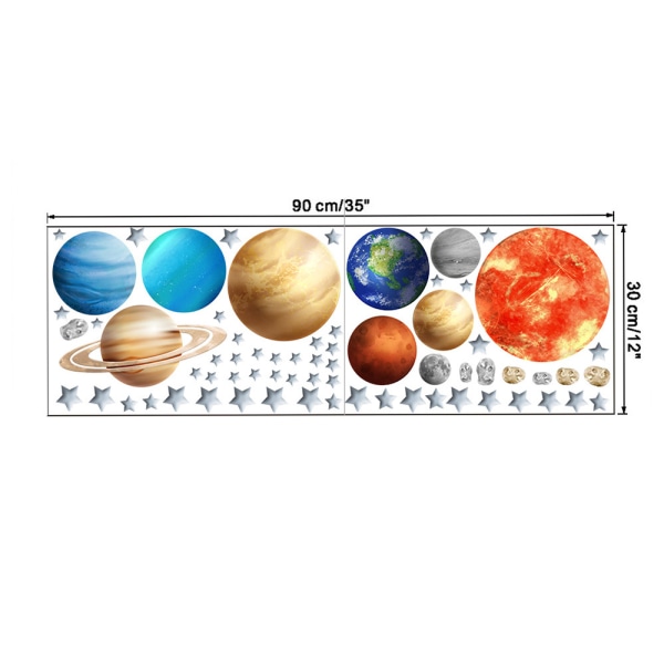 Space Planet Väggdekaler, avtagbart solsystem Waterc