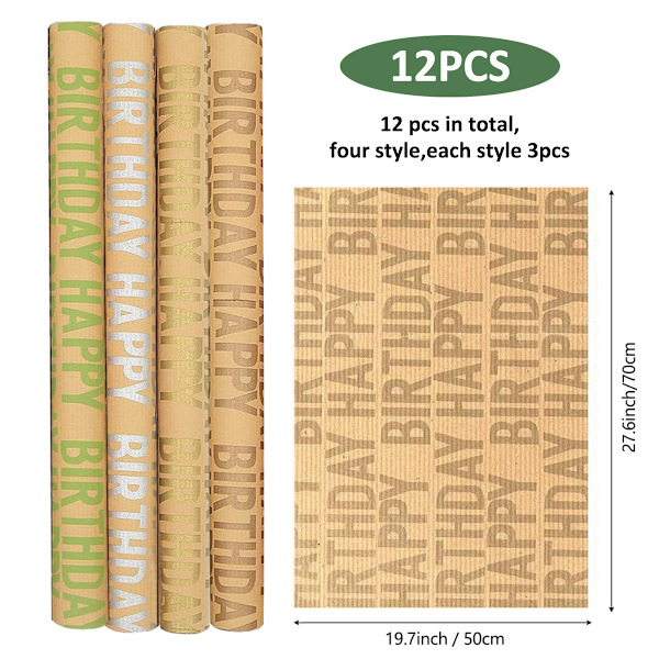 Grattis på födelsedagen Inslagning papper Vintage kraft presentinslagning papper