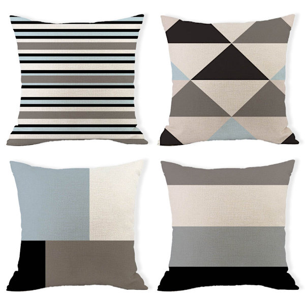 Geometriska kuddfodral 18x18 set med 4, för soffa sovrum Farmhouse case utomhus heminredning