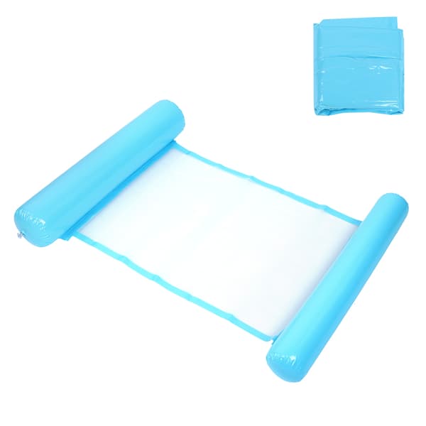 Himmelblå PVC Färgglad Uppblåsbar Fällbar Pool Float Säng Flytande Vattenfest
