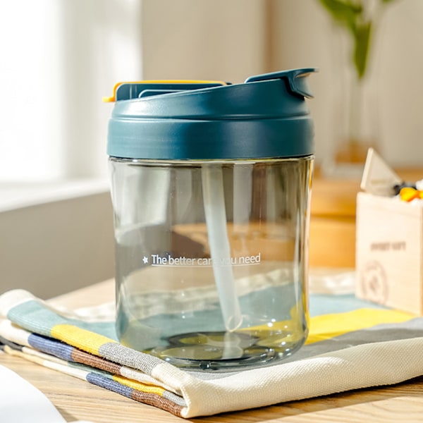 Justerbar Vattenflaska med Axelrem, Återanvändbar, Giftfri BPA-fri Tumbler med Silikonstrå, Lätt att Rengöra, 24 Oz, Blå, 1 st