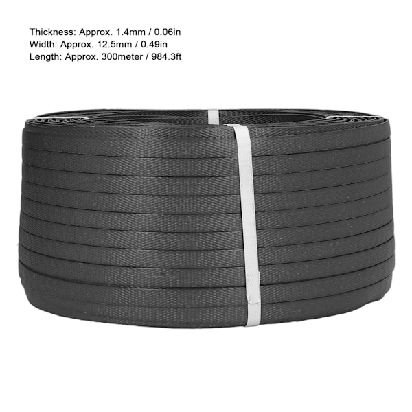 1 Rulle Manuel Emballeringsbånd 1 Hoved PP Plastiktov Industrielt Kabelbinder Værktøj 9KG 10# Sort