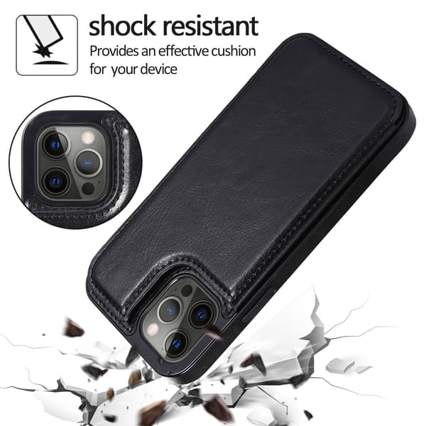 iPhone 12 - Praktisk stilfuldt etui med kortholder, sort sort