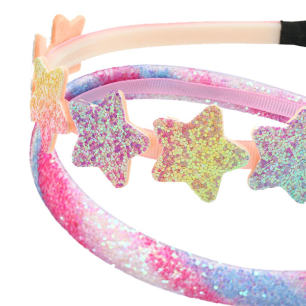 Glitter Hodebånd for Jenter, Regnbue Stjerne Hårbånd for Små