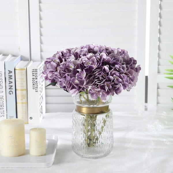 5 stk. kunstige hortensia - lilla farve
