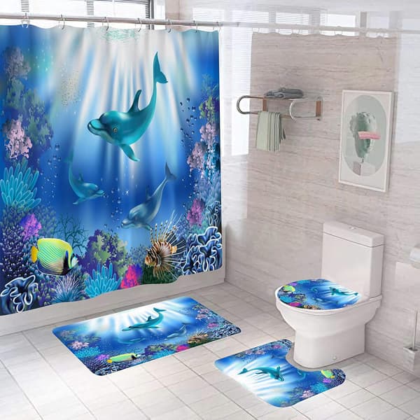 3D Digitaltryck Havsliv Fisk Serie Badrum Duschdraperi