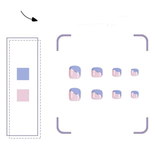 Blanka  Toenails Tryck på naglar  Fyrkantig Pedikyr Fot Falska naglar Akryl Falska nagelspetsar för kvinnor och flickor, 24 st