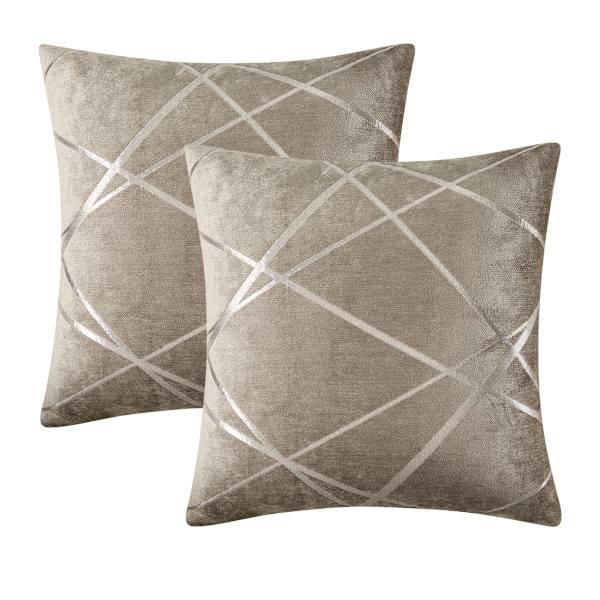 Dekorativt soffkuddfodral, tjockt soffkuddfodral, fyrkantig grå lyxig kudde 2 set -50x50 cm