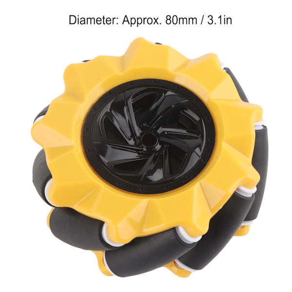 Mecanum-pyörät Omni-suuntaiset Älyrobottiauto-osat Tarvikkeet DIY-lelukomponentit 80 mm (2 paria)