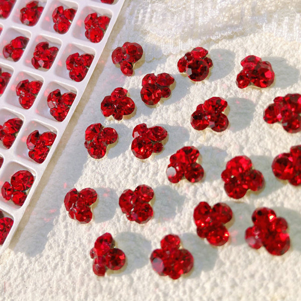16 st Nail Art Rhinestones ädelstenar med flatback Nail Gems för ögonmakeup och Nail Art diamanter för naglar-8*8MM red