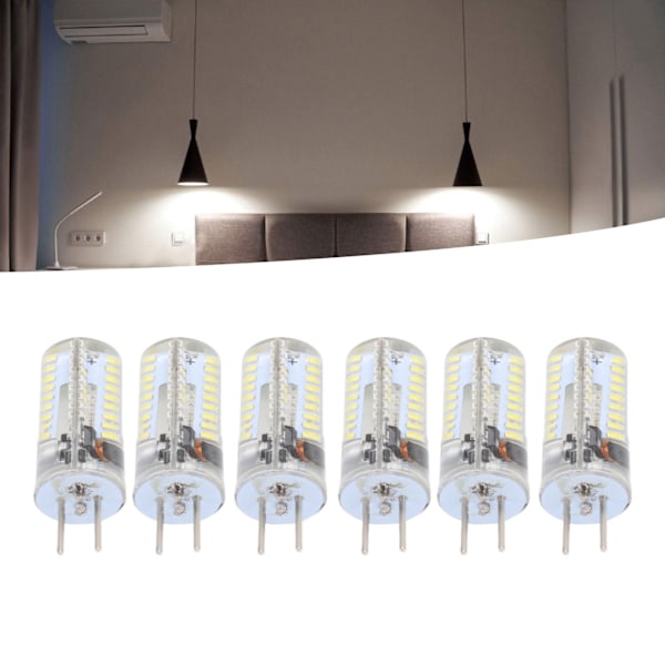 6Pcs GY6.35 LED Bulbs 5W AC 12V Warm White 2700 to 3000K White 6000 to 6500K 500LM 72LED Light Bulbs for Home Office Pure White