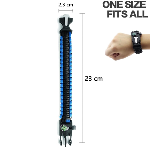 Overlevelses Paracord Armbånd 7-i-1 Taktisk Armbånd - Nød