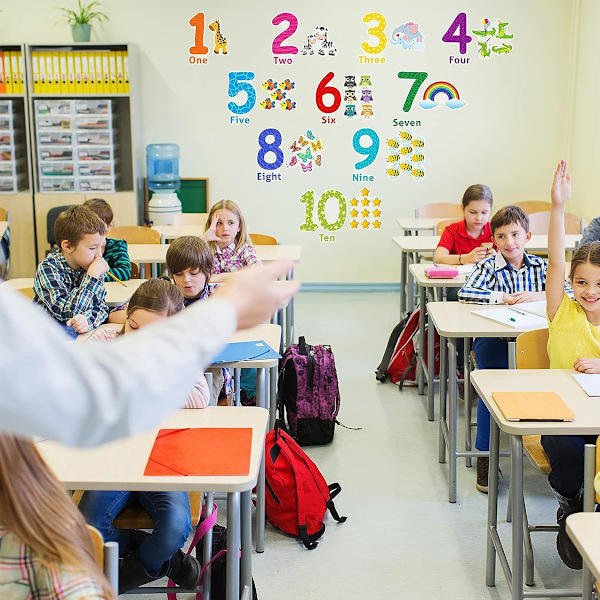 Väggdekaler med siffror för barn - Dekorationer för förskoleklassrum - Barnrumsdekor