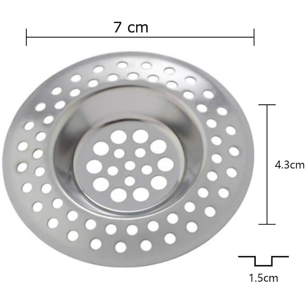 2 x filtre - rustfrit stål si til vask, håndvask, badekar
