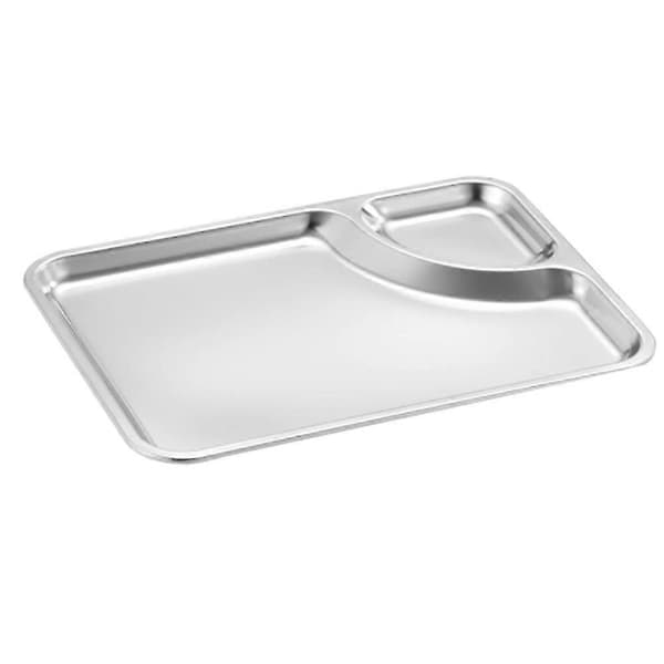 Rustfritt Stål Plate Rektangulær Brett Praktisk Flatbunnsbrett Rektangulært Brett Restaurant Flat B