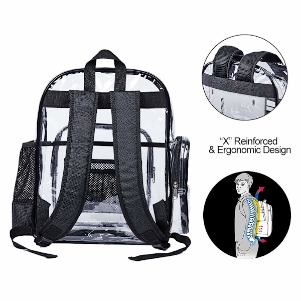 Vattentät Transparent PVC Ryggsäck, Kraftig Genomskinlig Ryggsäck, Rymlig Kapacitet, Bekväma Vadderade Remmar, För Skolor Arbetsplatser Säkerhetskontroller Och