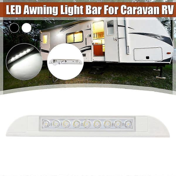 9 Led Markise Lys 12v 24v Vanntett 256mm Utvendig Campingvogn Bobil Strip Lampe Hvit