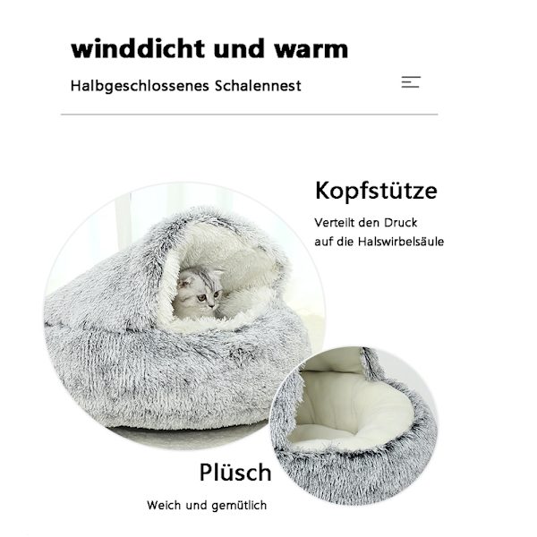 Vintervarm skall semi-lukket dyrebed rede 40cm gradient kaffe farge kort haug