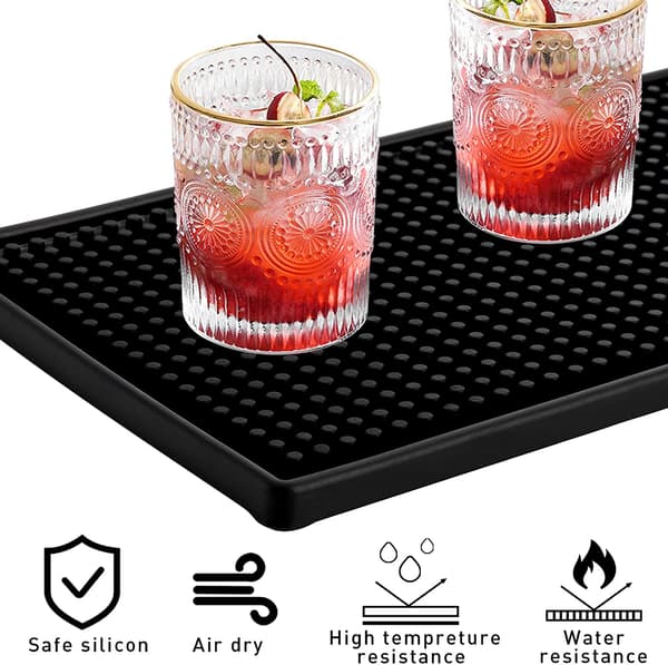 Barmatta för cocktailbartender, giftfri gummispillmatta, diskmaskinsäker, mångsidig, svart