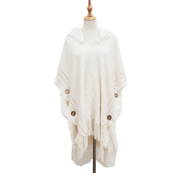 Høst- og vinterstrikket genser med knapp for kvinner i stor størrelse, boho-stil