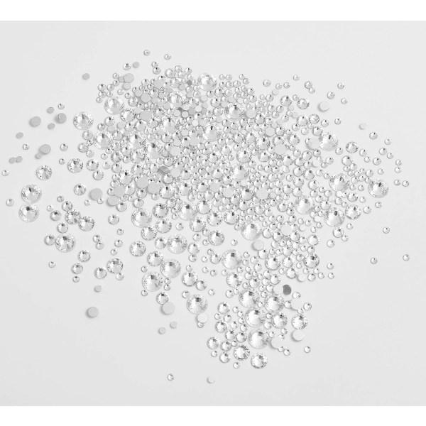 Blandade storlekar Flatback Rhinestones, Non Hotfix Round Crystal Gems