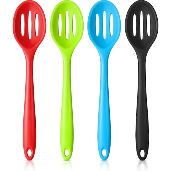 Non-stick silikonspatlar, ergonomisk design, köksredskap för blandning och servering, diskmaskinsäkra, 4-pack värmebeständiga upp till 250°C, röd, svart