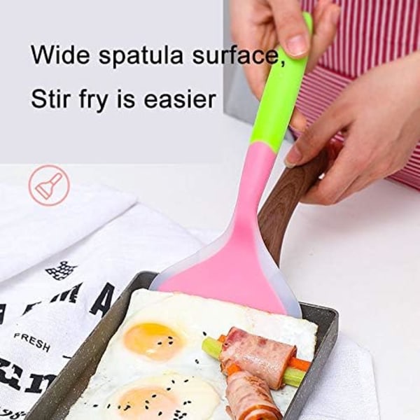 Värmebeständig Bred Platt Stekspade, Viktigt Köksredskap Nonstick Stekspade, Silikon Pannkaksspade Flexibel Stekspade, Non-Stick Lätt Att Rengöra