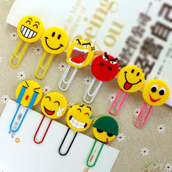 10 STK Søde Emoji Bogmærker, Sjove Papirclips Bogmærke, Nyhed E