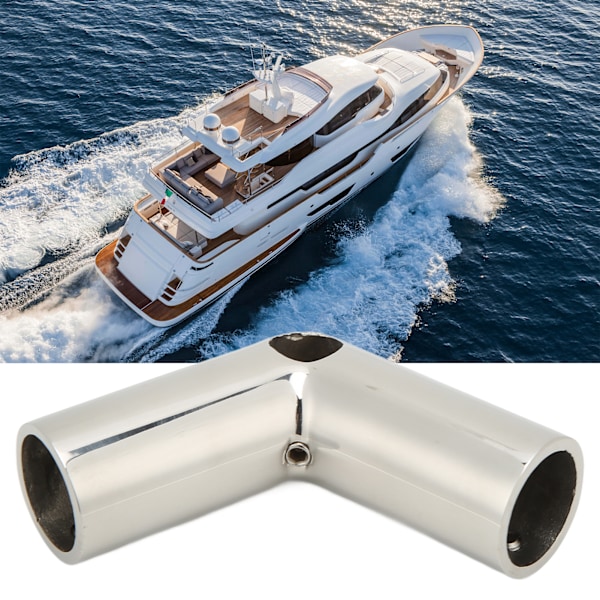 22mm 2‑Way Boat Hand Rail Fitting 110° Elbow 316 Stainless Steel Rustproof for Yachts Ships