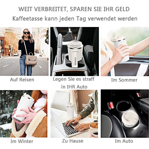 Kaffemugg to go termokopp - läckagesäker kaffemugg med lock - återanvändbar kaffekopp - termokopp för på språng miljövänlig