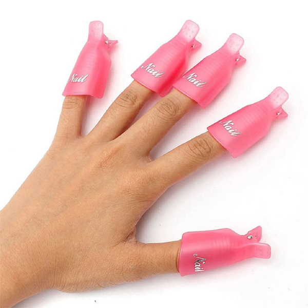 10 stk Plast Akryl Neglekunst Soak Off Cap Clip UV Gel Polish Remover Wrap Verktøy