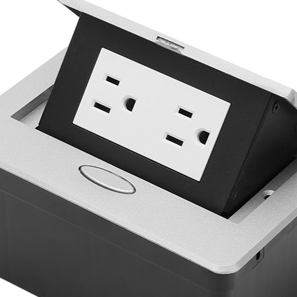 Skrivebordsuttak Skjult Strømbånd Bordtilkoblingsboks 2 Uttak US Standard 110‑240V