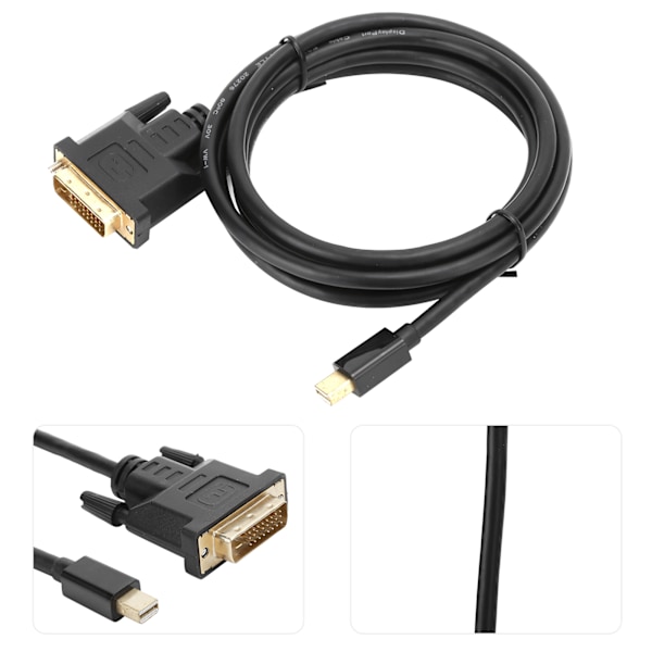 Mini Displayport til DVI Konverteringskabel DP Hunn til DVI Hunn Kabel for Datamaskin Projektor, Svart