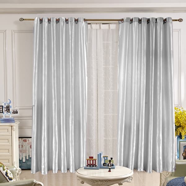 Elegant Moderne Samtids Vindusbehandling Gardin, Solid Faux Silke 2 Panel Draperinger for Stue og Bad, Reduserer Utvendig Støy og Skaper