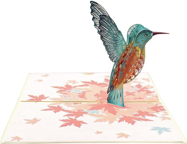 3D Pop Up Grattiskort med Kuvert 3D Kolibri Mönster för