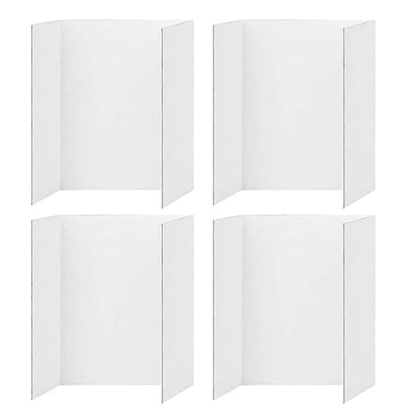 4 stk. trefoldige plakatplater Små hvite presentasjonsplater Bølgepapp displayplate Forretningsdisplay trefoldig panel